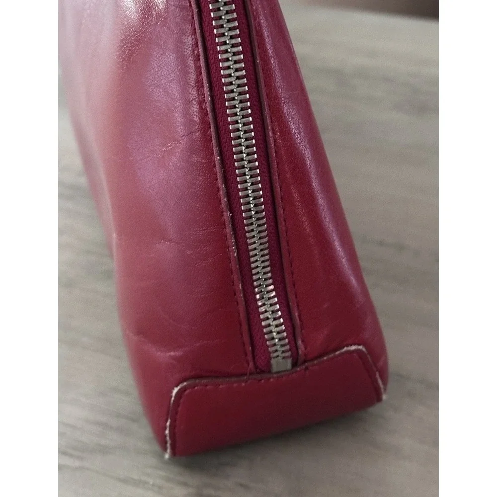 HOBO The Original Red Leather Zipper Closure Double Handles Shoulder Bag